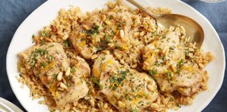 Κοτόπουλο φούρνου με ρύζι και μανιτάρια